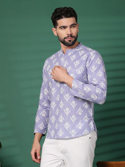 Rama's - Men's Lavender Floral Print Kurta