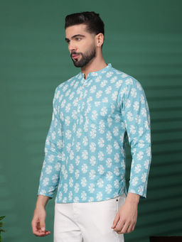 Rama's - Men's Blue Printed Kurta