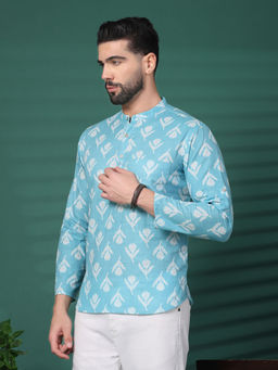 Rama's - Men's Blue Floral Print Kurta