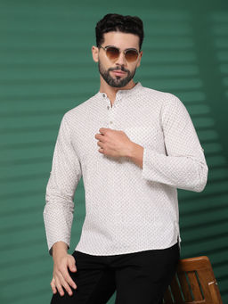 Rama's - Men's White Printed Kurta