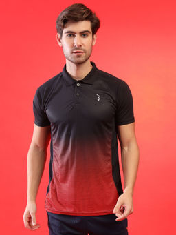 Campus Sutra - Ombre Men Polo Neck Red Sports T-shirts