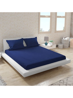 HomeTown - Nora Palette Cotton Double Bed Sheet in Blue (Set of 3)