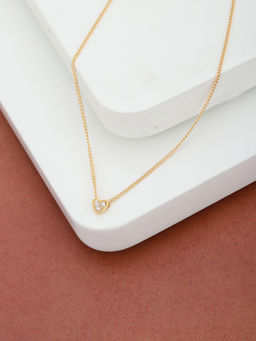 Carlton London - Rose Gold Plated CZ Studded Heart Shaped Necklace-SB3805N