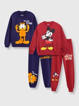 Napchief - Unisex Multi-Color Mickey Sweatshirt with 2 Joggers (Pack of 4)