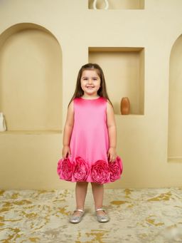 Twirly Tutus - Rosette : Vibrant Solid Sleeveless A-Line Chic Dress
