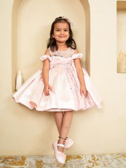 Twirly Tutus - Sparkle Bloom : Shimmering Self-Design Sleeveless Empire Dress