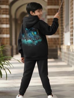 Napchief - Unisex Black Enchanted Hogwarts Hoodie with Joggers