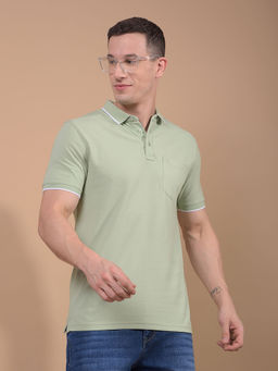 CRIMSOUNE CLUB - Men Green Polo Neck T-Shirt