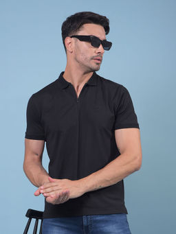 CRIMSOUNE CLUB - Men Black Polo Neck T-Shirt