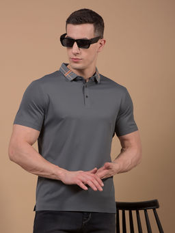 CRIMSOUNE CLUB - Men Grey Polo Neck T-Shirt