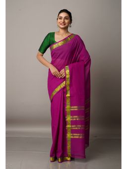 Unnati Silks - Wine Pure Pavani Venkatagiri Cotton Saree