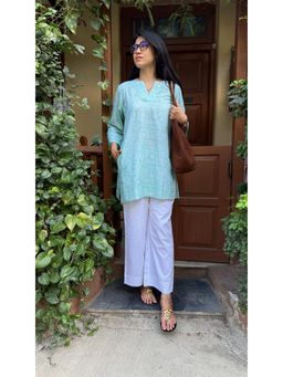 SIARA WOMEN - Green Linen Blend Printed Kurta and Pant