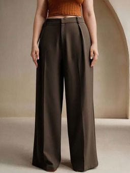 BROADSTAR - Women Coffee Pleated Korean Pants