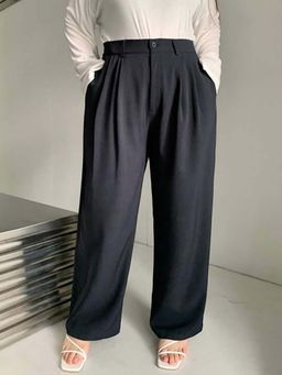 BROADSTAR - Women Black Pleated Korean Pants