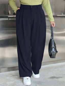 BROADSTAR - Women Black Pleated Korean Pants