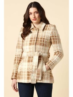Allen Solly - Women Beige Check Casual Jacket