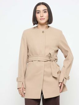 Madame - Beige Belted Long Coat