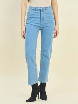 Madame - Light Blue Cotton Blend Jeans