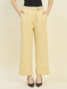 Madame - Lemon Yellow Relaxed Fit Trousers