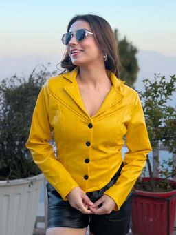 Tandul - Women Stunning Yellow Leather Jacket