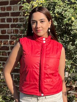 Tandul - Women Red Sleeveless Puffer Jacket