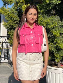 Tandul - Women Pink Leather Jacket