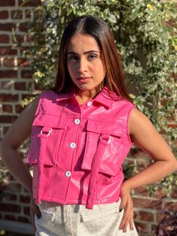 Tandul - Women Pink Leather Jacket