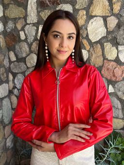 Tandul - Women Stunning Red Leather Jacket