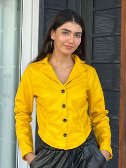 Tandul - Women Stunning Yellow Leather Jacket