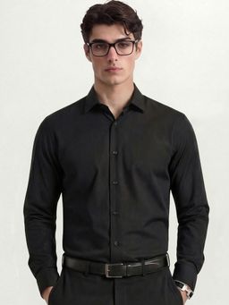 HIGHLANDER - Men Black Polyester Blend Relaxed Fit Shirt
