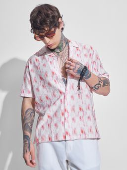 HIGHLANDER - Men Pink Viscose Rayon Relaxed Fit Shirt