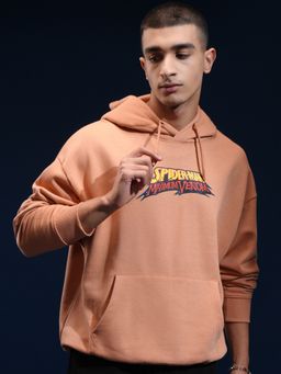 HIGHLANDER - Men Tan Cotton Blend Oversized Fit Hoodie
