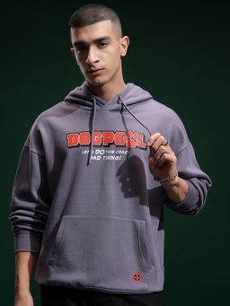 HIGHLANDER - Men Purple Cotton Blend Oversized Fit Hoodie