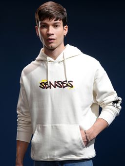 HIGHLANDER - Men White Cotton Blend Oversized Fit Hoodie