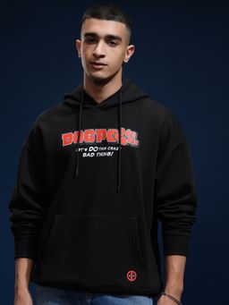 HIGHLANDER - Men Black Cotton Blend Oversized Fit Hoodie