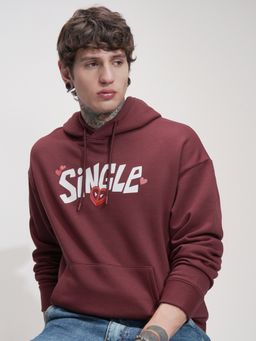 HIGHLANDER - Men Maroon Cotton Blend Oversized Fit Hoodie