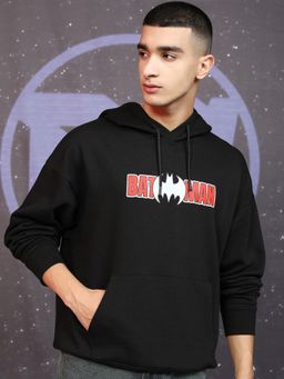 HIGHLANDER - Men Black Cotton Blend Oversized Fit Hoodie