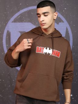 HIGHLANDER - Men Brown Cotton Blend Oversized Fit Hoodie