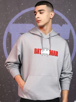 HIGHLANDER - Men Grey Cotton Blend Oversized Fit Hoodie