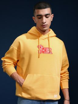 HIGHLANDER - Men Yellow Cotton Blend Oversized Fit Hoodie
