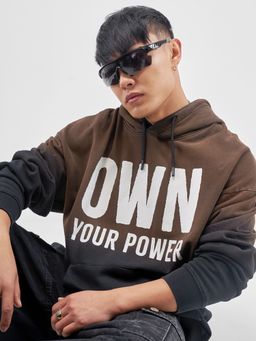 HIGHLANDER - Men Black Cotton Blend Oversized Fit Hoodie
