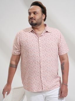 HIGHLANDER - Men Pink Viscose Rayon Slim Fit Shirt