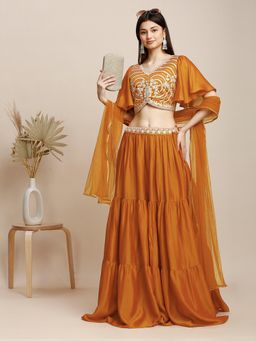 MADHURAM - Mustard Premium Embroidered Lehenga with Choli and Dupatta