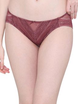 Wacoal - Womens Lucy Low Waist Medium Coverage Bridal Wear Lace Bikini Panty - Wine