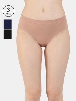 Zivame - Medium Rise No Visible Panty Line Hipster - Multi-Color (Pack of 3)