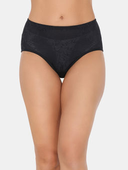Zivame - Spacer Full Rise Medium Coverage Hipster Panty - Black