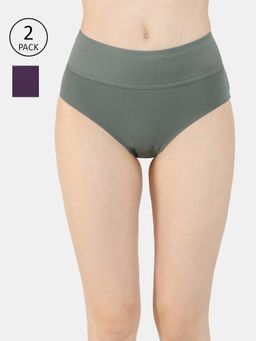 Zivame - High Rise Tummy Tucker Hipster Panty - Multi-Color (Pack of 2)