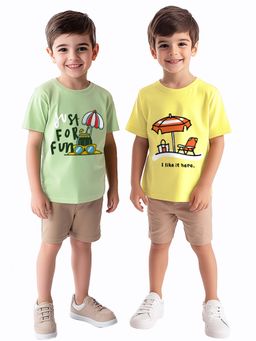 Nautinati - Boys Cotton Beach Printed T-Shirts (Pack of 2)