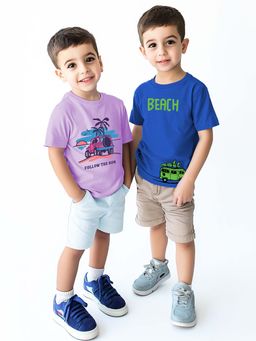Nautinati - Boys Cotton Beach Printed T-Shirts (Pack of 2)