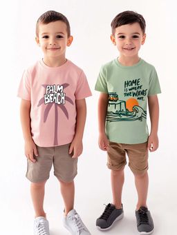 Nautinati - Boys Cotton Beach Printed T-Shirts (Pack of 2)